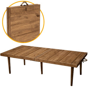 19.5x39.5 Inch Handcrafted Walnut-Colored Solid Pinewood Picnic Table – Foldable and Portable
